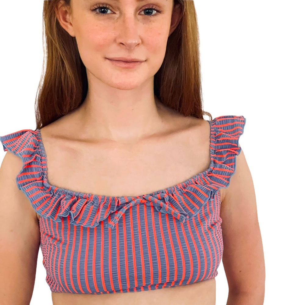 Solid & Striped Paloma Bikini Top with Ruffles, Size XS